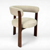 Chair with beige cushioned seat and backrest on a white background