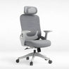 Gray office chair with headrest on a white background