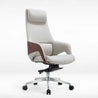 Modern office chair with white and brown design on a white background