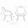 Line drawing of a chair with dimensions labeled