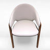 White chair with wooden legs on a white background