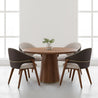 Dining table set with chairs in a modern interior setting