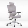 Gray office chair with headrest on a white background
