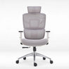 Gray office chair with mesh back and seat on a white background