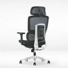 Black office chair with mesh backrest on a white background