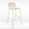 White bar stool with orange accents on a white background