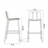 Line drawing of a bar stool with dimensions labeled