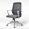 Gray office chair with mesh back on a white background