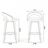 Dimensions of two stools shown in a line drawing format.