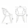 Line drawing of a chair with dimensions labeled