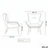 Technical drawing of a chair with dimensions labeled