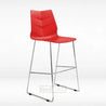Red bar stool with a modern design on a white background