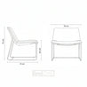 Line drawing of a chair with dimensions labeled