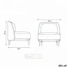 Line drawing of a chair with dimensions labeled on a white background