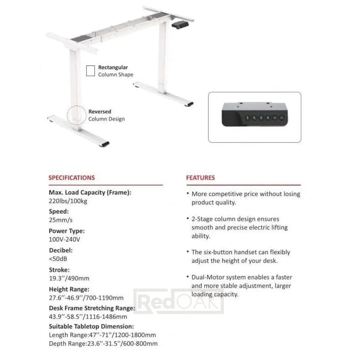 ST04 Double Motor Standing Desk Stand - Work Desk - RedOAK® - Red Oak Furniture