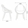 Line drawing of a chair with dimensions labeled